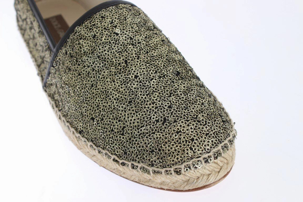 Espadrilles Summer Gold Sequined Logo Loafers Espadrilles