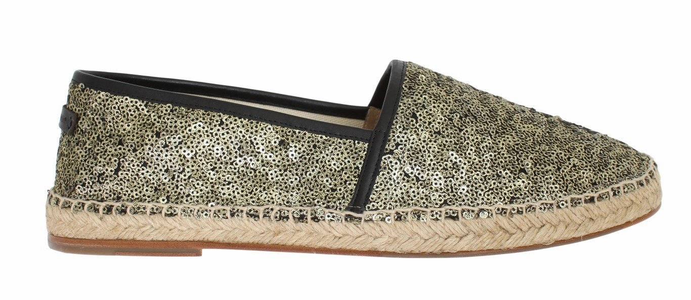 Cushion Walk Espadrille Gold Sequined Logo Loafers Espadrilles
