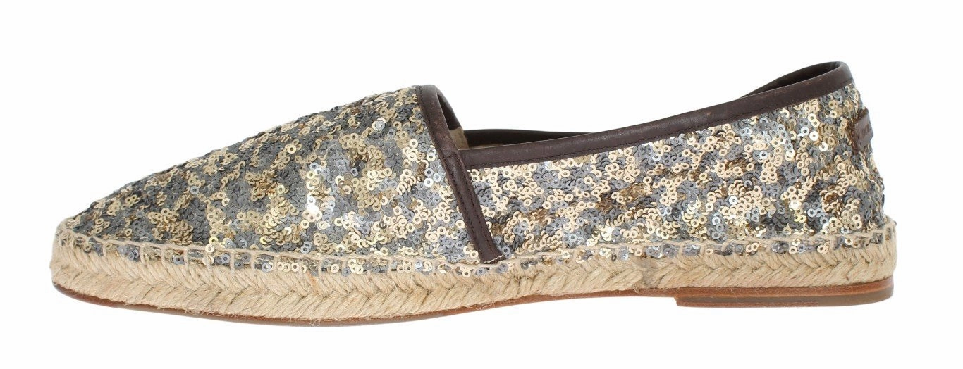 Gold Silver Sequined Logo Espadrilles Steve Madden Cali Espadrille
