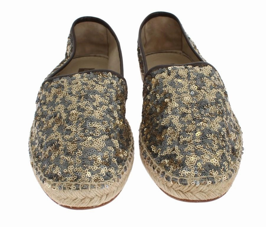 Gold Silver Sequined Logo Espadrilles Franco Sarto Wedge Espadrille