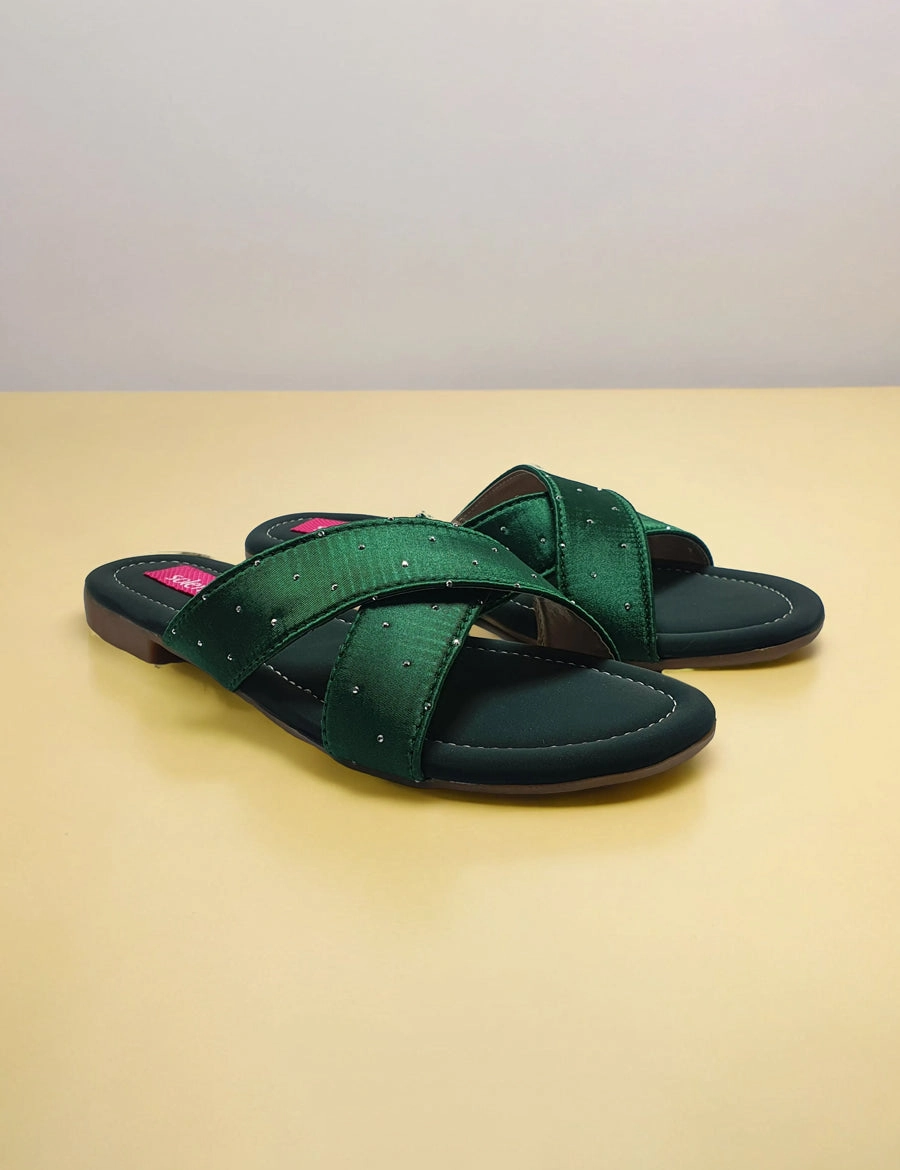 Green | Flat Slippers for women Smoking Flat Shoes