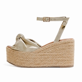 Greta Sandals Gold - Low High Difference Between Espadrilles And Loafers