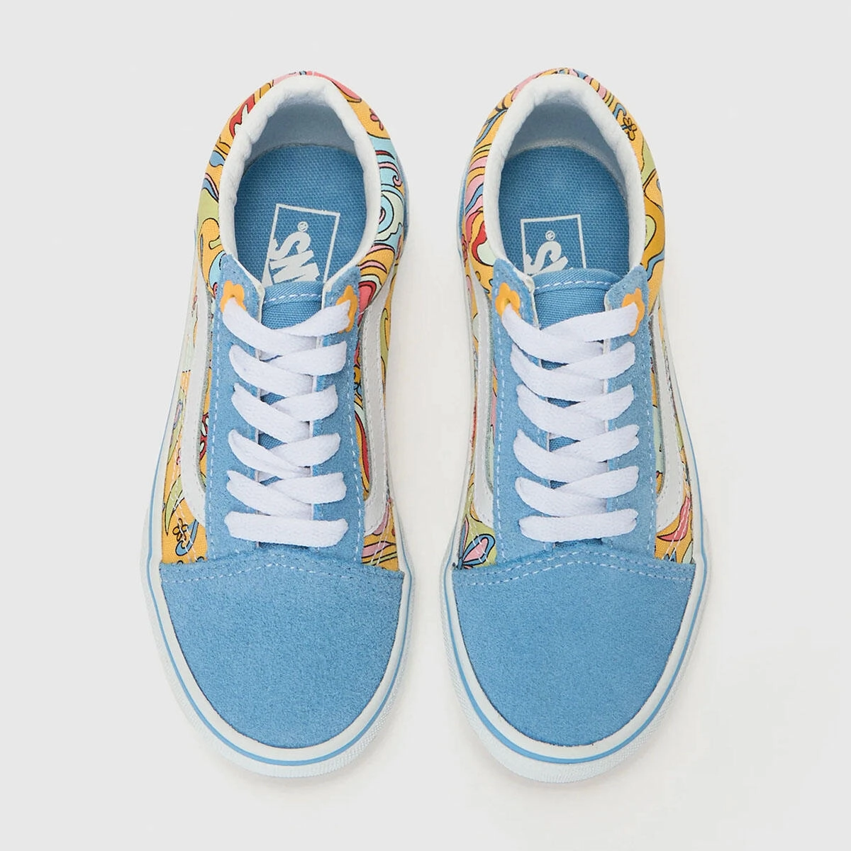 Vans Old Skool Kids Tropadelic - True White / Multi Worn Out Skate Shoes