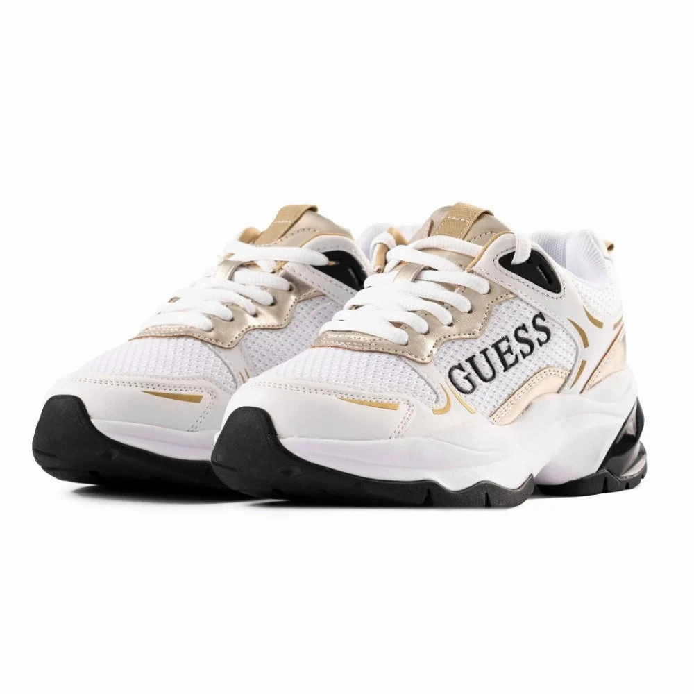 GUESS Tamaa Metallic Mesh Sneakers Women - WHTGLD Trump Sneakers For Sale