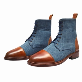 Schnees Boots Handcrafted Boots, Bespoke Boots, Handmade Boots Goodyear Welted Handstiched Tailor-made Boots, Premium Quality Leather & Fabric Men's Boots