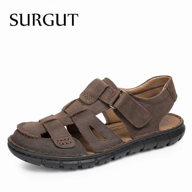 Snakeskin Casual Shoes Handmade Men Sandals Genuine Leather Soft Summer Male Shoes Retro Sewing Casual Beach Footwear Shoes for Men