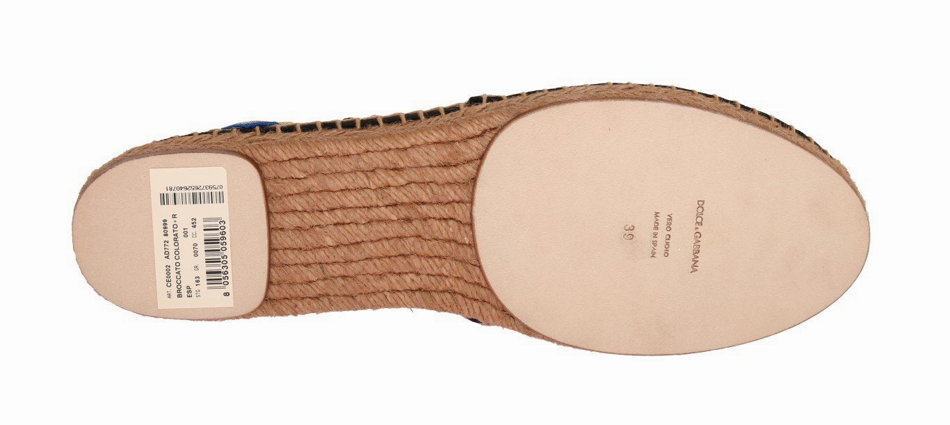 Flat Shoes With Flowers Black Brocade Crystal Espadrilles Shoes