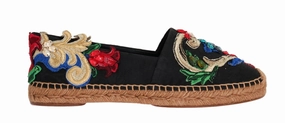Flat Feet Barefoot Shoes Black Brocade Crystal Espadrilles Shoes