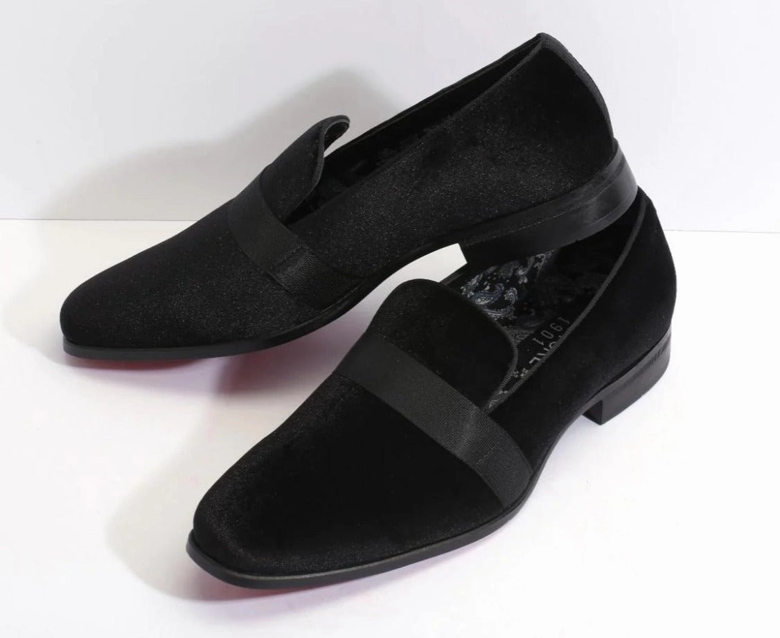Comfiest Flat Shoes Velvet Slip On Tuxedo Shoe with Satin Band