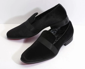 Velvet Slip On Tuxedo Shoe with Satin Band Folding Flats Shoes