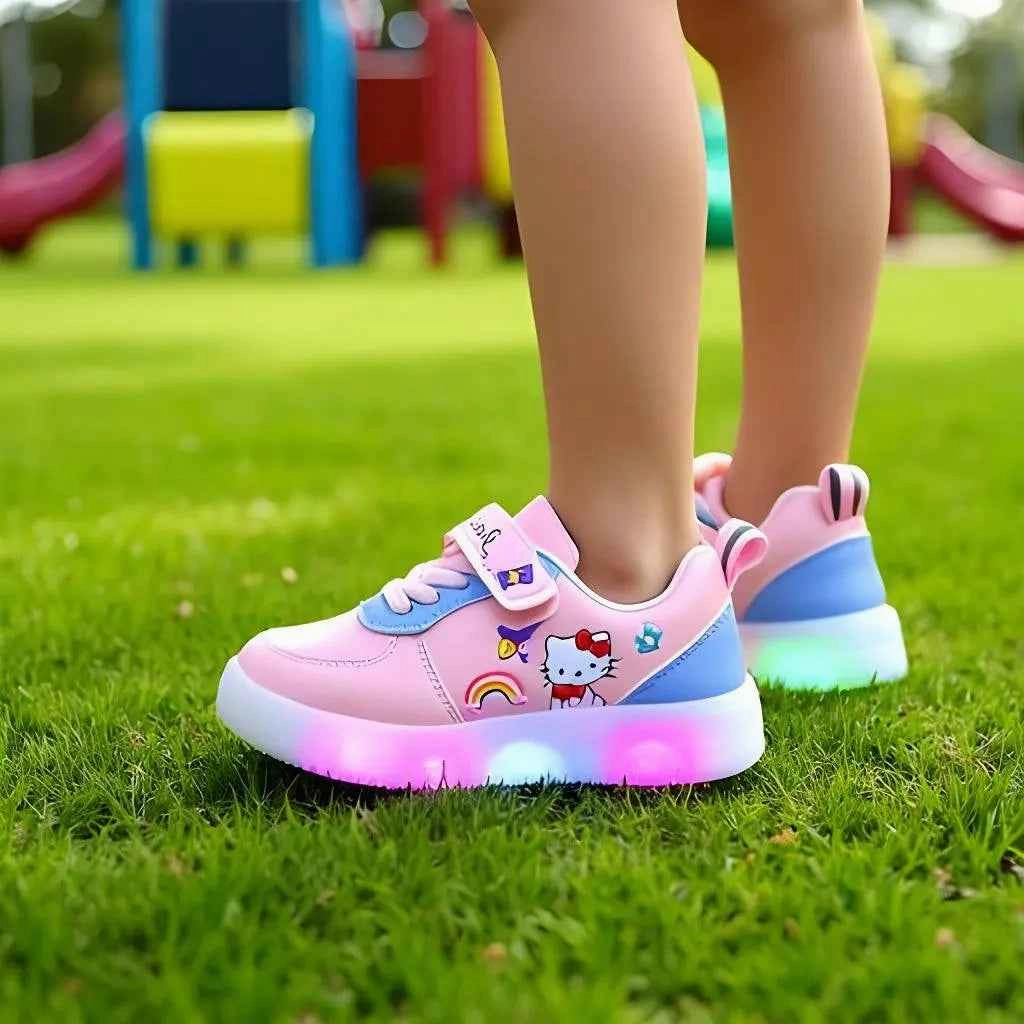 Trendy Sneakers 2024 Hello Kitty Light Up Kids Shoes - Cute Cat Design