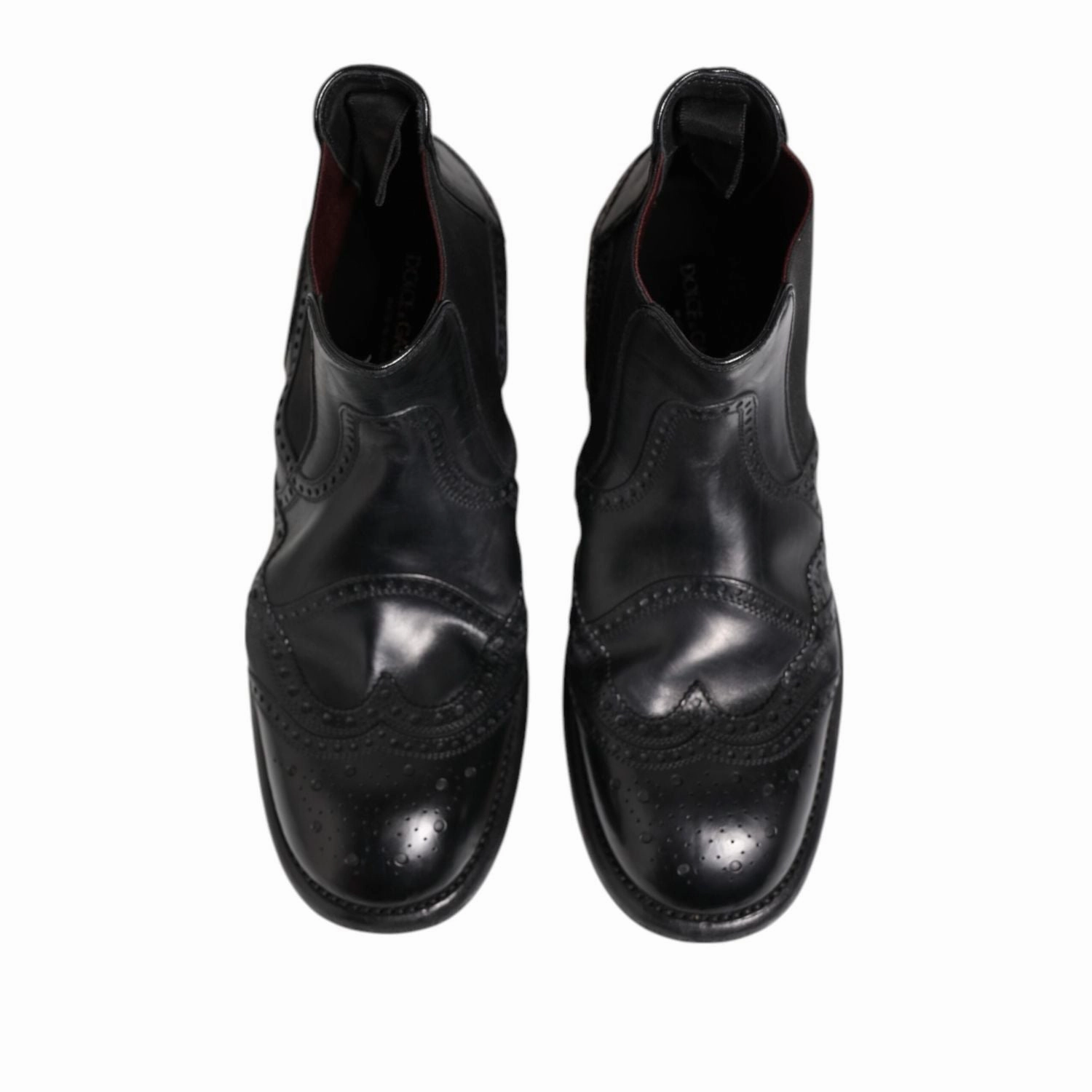 Boots Flat Boots Dolce & Gabbana Black Leather Ankle Boots Slip On Shoes