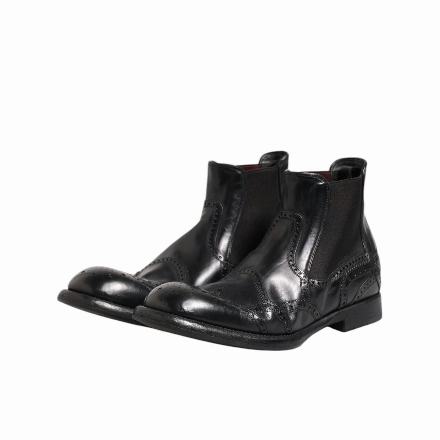 Soccer Soccer Boots Dolce & Gabbana Black Leather Ankle Boots Slip On Shoes