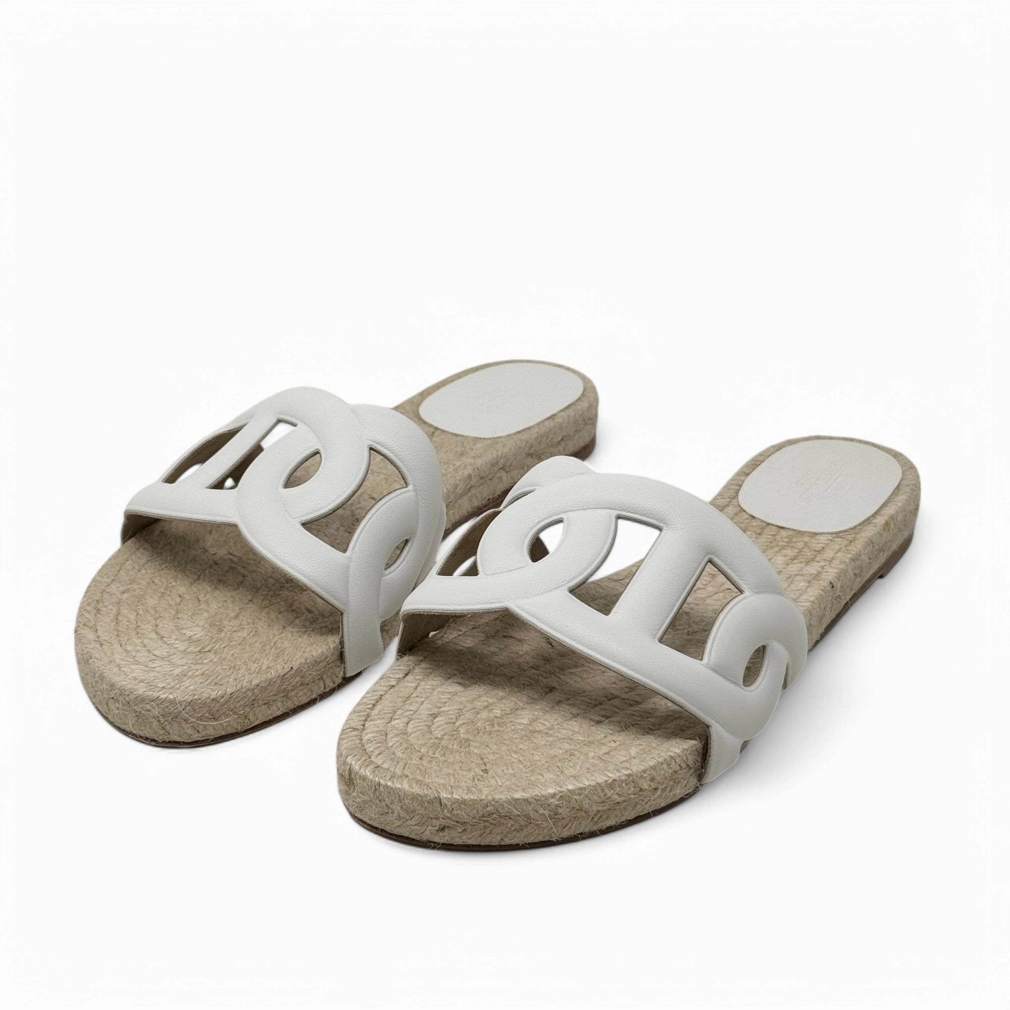 Hermes Blanc Famosa Espadrilles 37 Espadrille Mules Platform