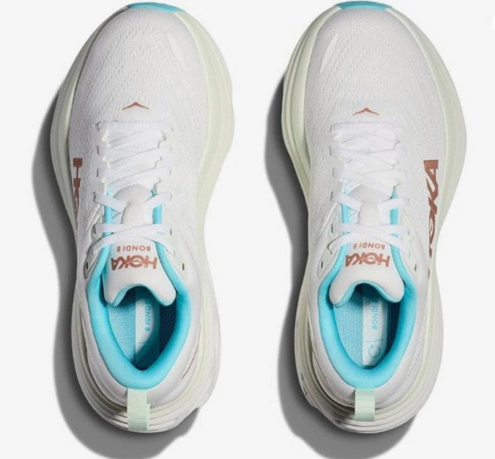 Hoka Women's Bondi 8 Sneaker, Frost/Rose Gold Best Trail Running Shoes For Heavy