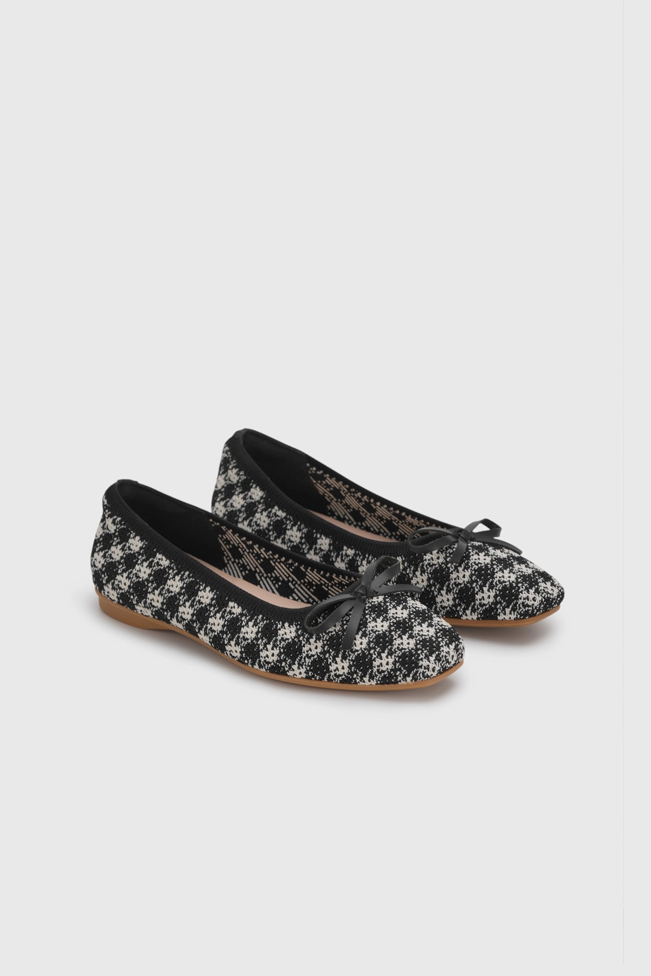 So Flat Shoes HOUNDSTOOTH FLAT BALLERINA WITH RIBBON DETAIL