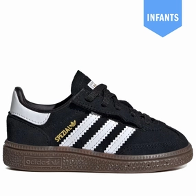 Infant's Adidas Handball Spezial Comfort Closure Elastic Lace Shoes - Black/White/Gum Adidas Slide Shoes