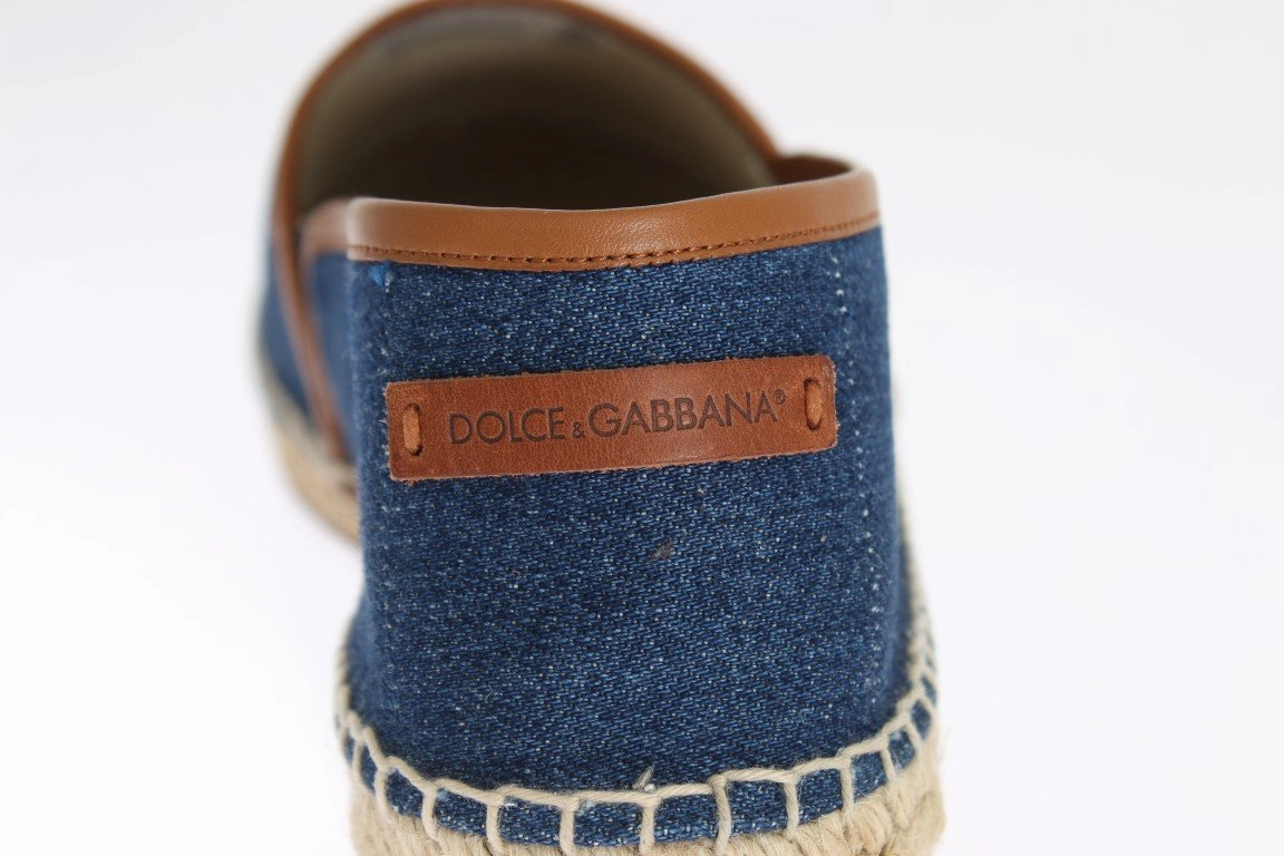 Chanel Espadrilles 38.5 Blue Denim Logo Loafers Espadrilles