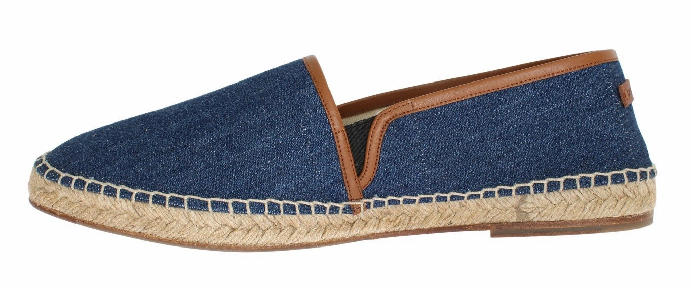 Cap Toe Espadrille Flat Blue Denim Logo Loafers Espadrilles