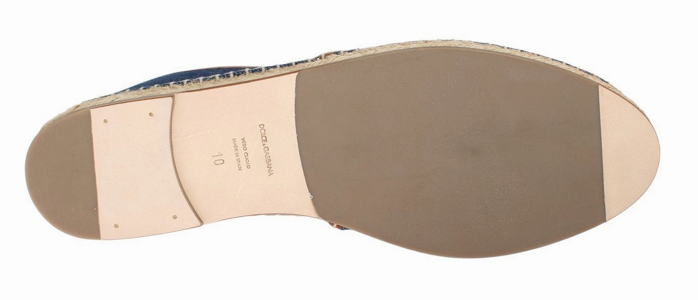 Blue Denim Logo Loafers Espadrilles Platform Espadrille Wedges