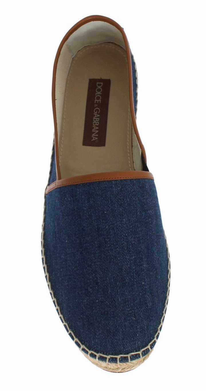Blue Denim Logo Loafers Espadrilles Cevio Patchwork Espadrille