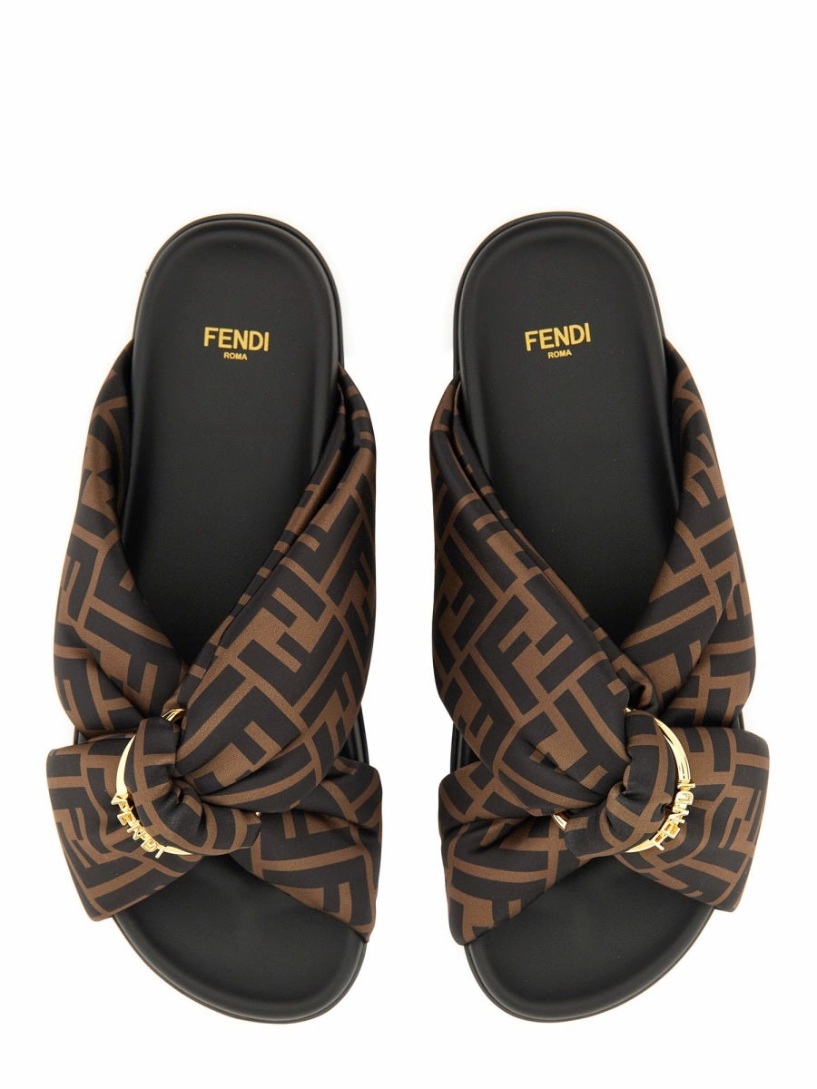 Best Flat Bottom Gym Shoes FENDI Elegant Flat Sandals with Twist Detailing