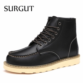 Waterproof Men's Ankle Boots Winter Keep Warm Boots Fashion Snow Fur Boots Mens Shoes Western Motorcycle Boots Flat Shoe Storage