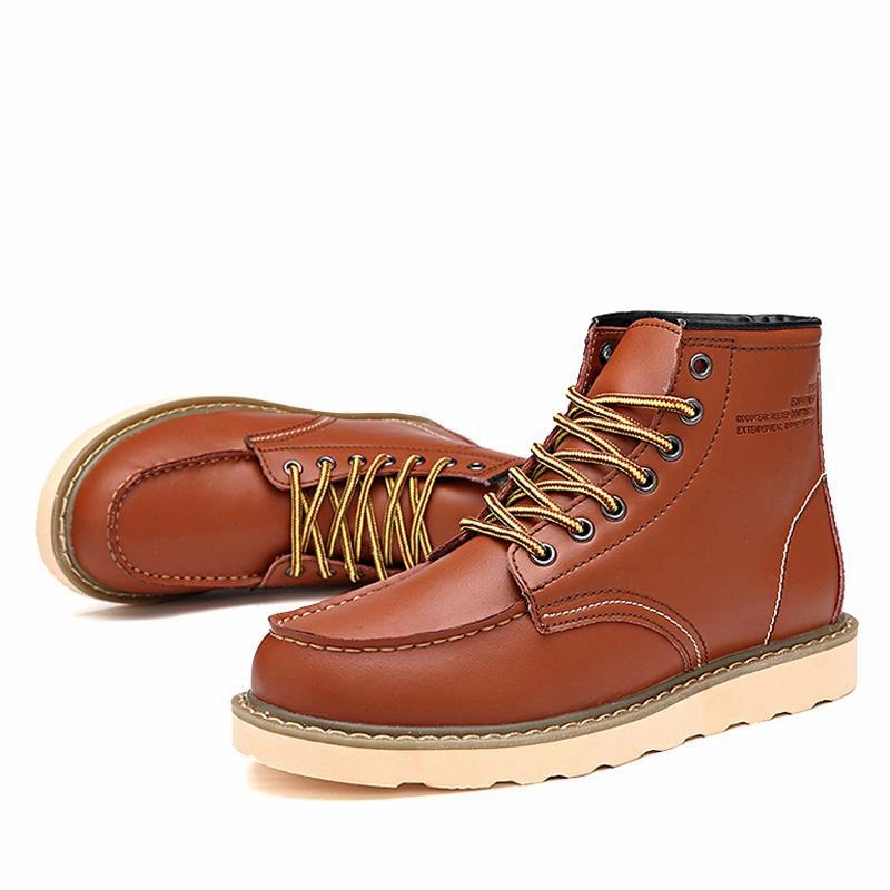 Anti Flat Shoe Waterproof Men's Ankle Boots Winter Keep Warm Boots Fashion Snow Fur Boots Mens Shoes Western Motorcycle Boots