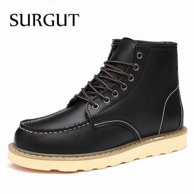 Flat Shoes Mtb Waterproof Men's Ankle Boots Winter Keep Warm Boots Fashion Snow Fur Boots Mens Shoes Western Motorcycle Boots