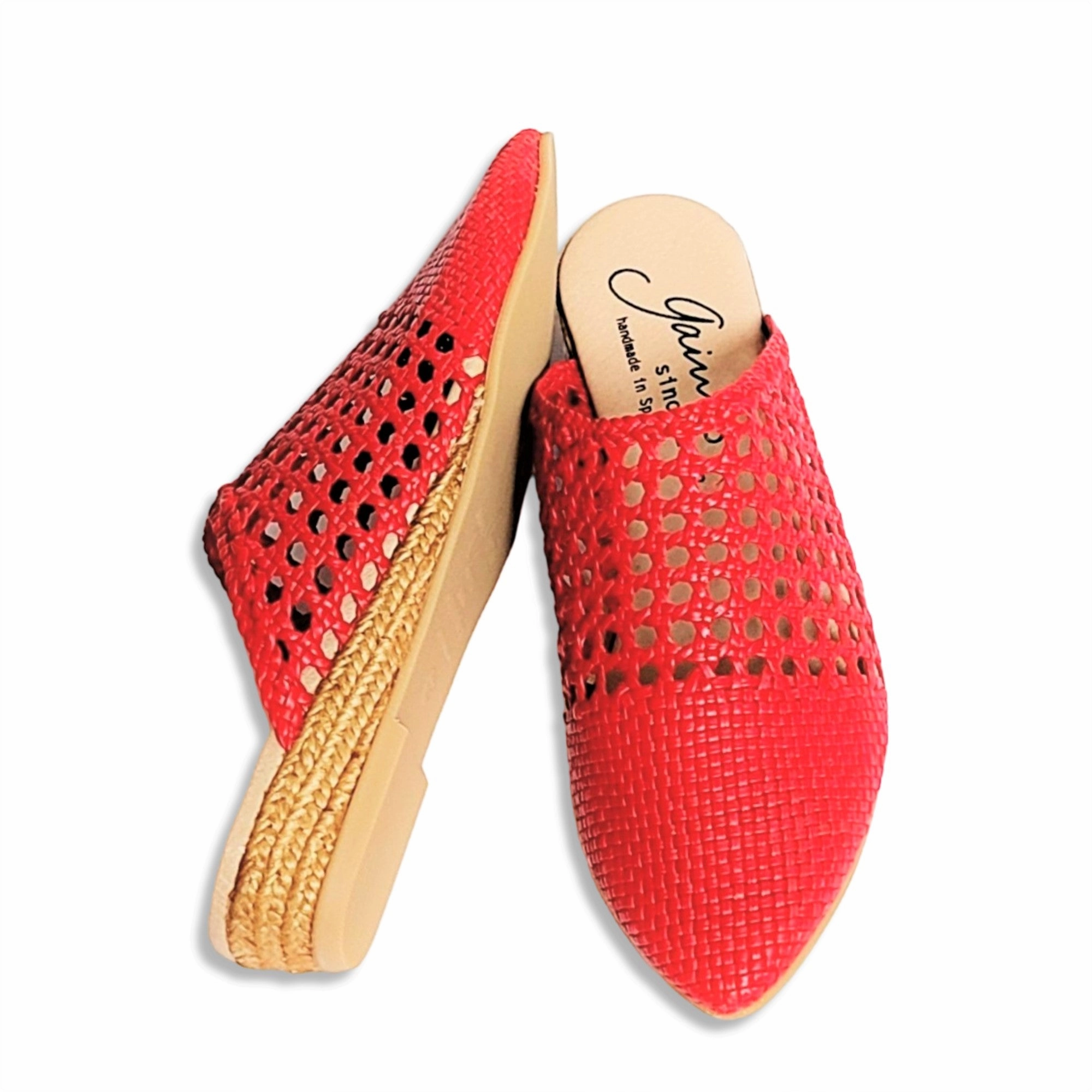 Espadrilles Tie Ankle GAIMO Made In Spain Woven Pointy Toe Leather Espadrilles
