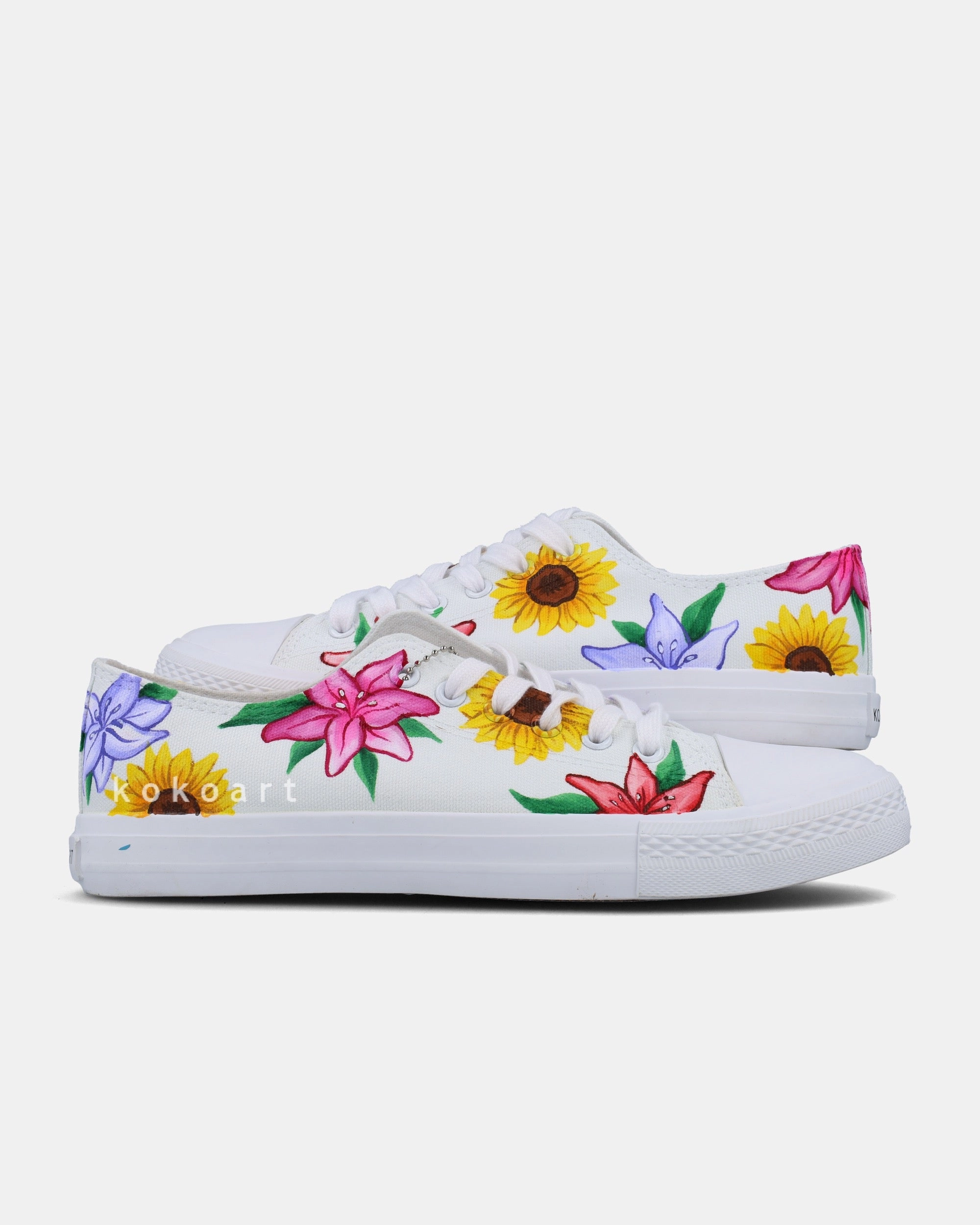 Waterproof Flat Pedal Shoes Flowers Hand Painted ShoesHand Painted Shoes