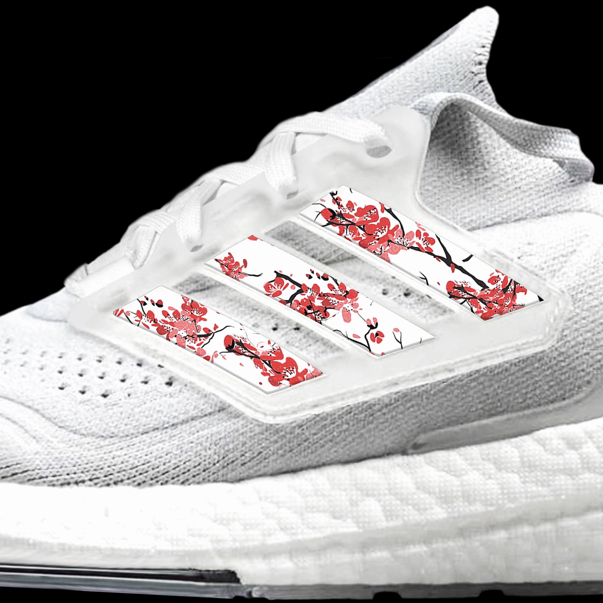 White Cherry Blossom Stripes for Ultra Boost 22 / 21 Adidas Ae 1 Basketball Shoes