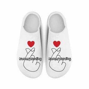 K-Pop Finger Heart Gesture Slippers, Korean Style "Bixie" Saranghae Love House Shoes FN082-25028144 Leather Slides