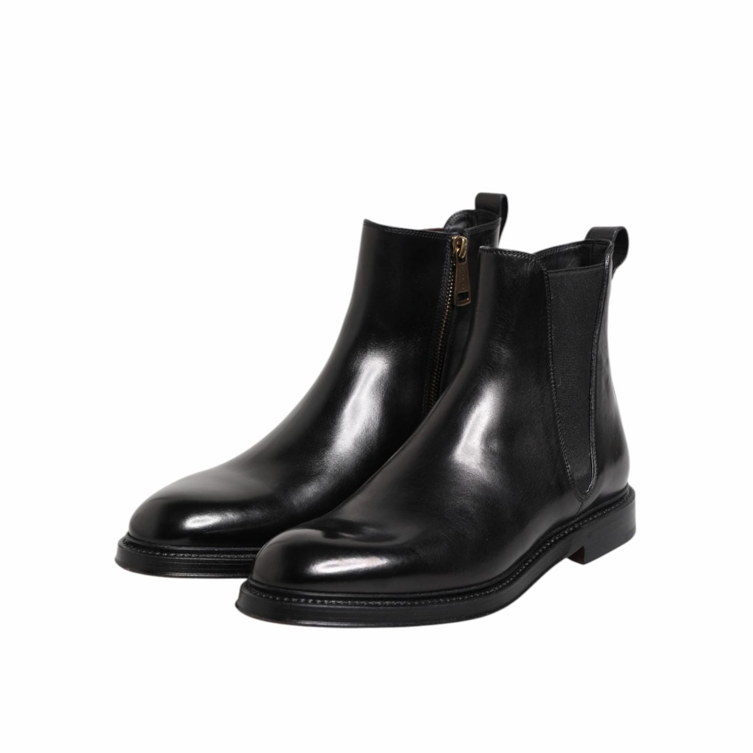 Thousand Mile Boots Dolce & Gabbana Black Chelsea Leather Mid Calf Boots Shoes