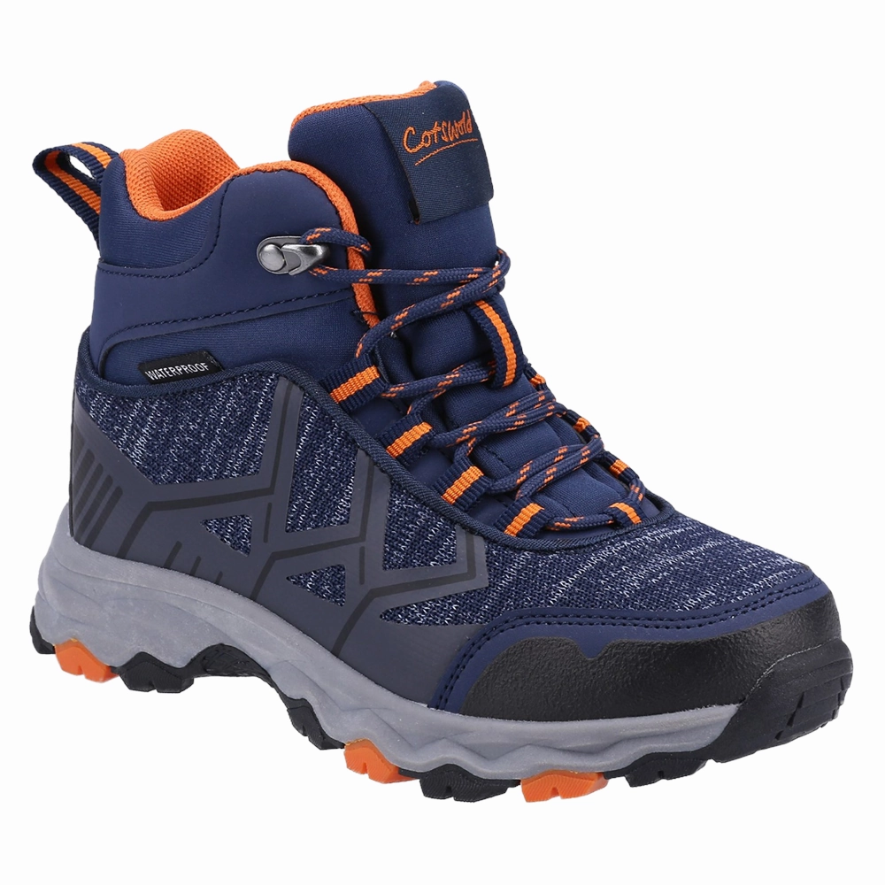 Flat Walking Kids Coaley Lace Recycled Hiking Boots Navy