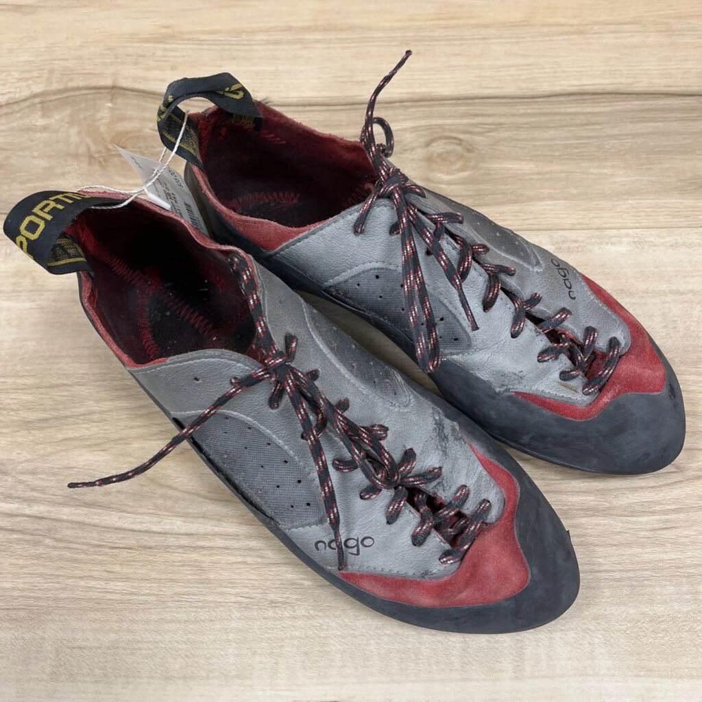 Evolv Royale Climbing Shoes La Sportiva - Nago Climbing Shoes - MSRP $99: Grey / Red / Black-unisex-M8.5 / W9.5