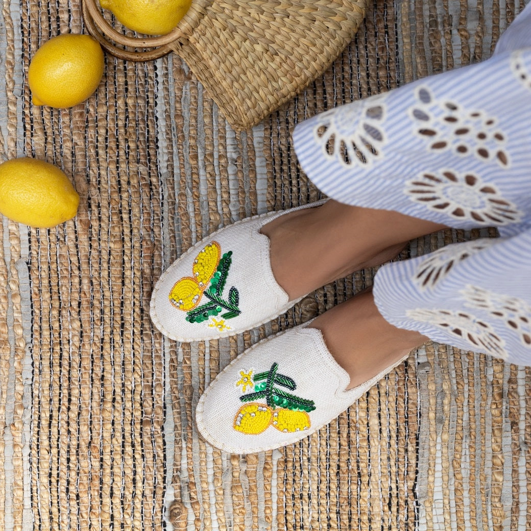 Lemoncello Espadrilles Off white Flats Studded Ankle Strap Espadrille Flats