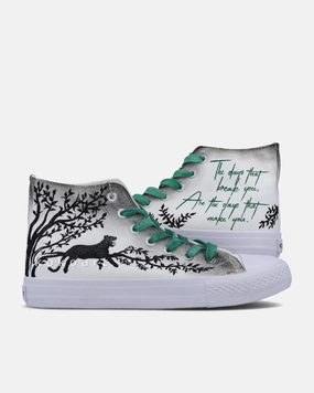 Leopard Illustration with Quote Hand Painted Shoes Waterproof Comfy Shoes