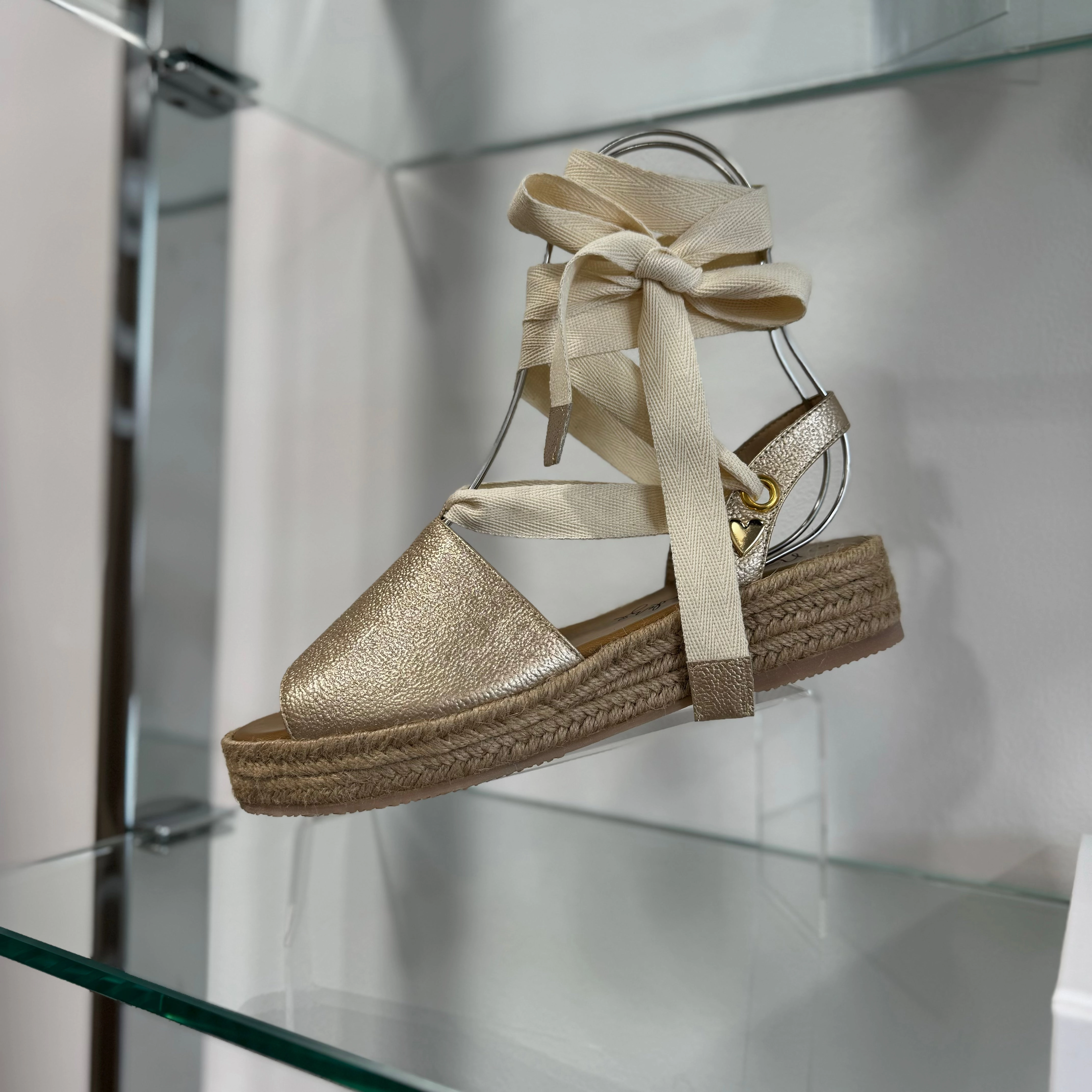 Debby Espadrilles - Gold Mallorca Platform Wedge Espadrille