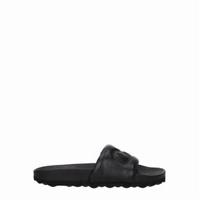 Off-White Black Leather Slippers Men Sandals