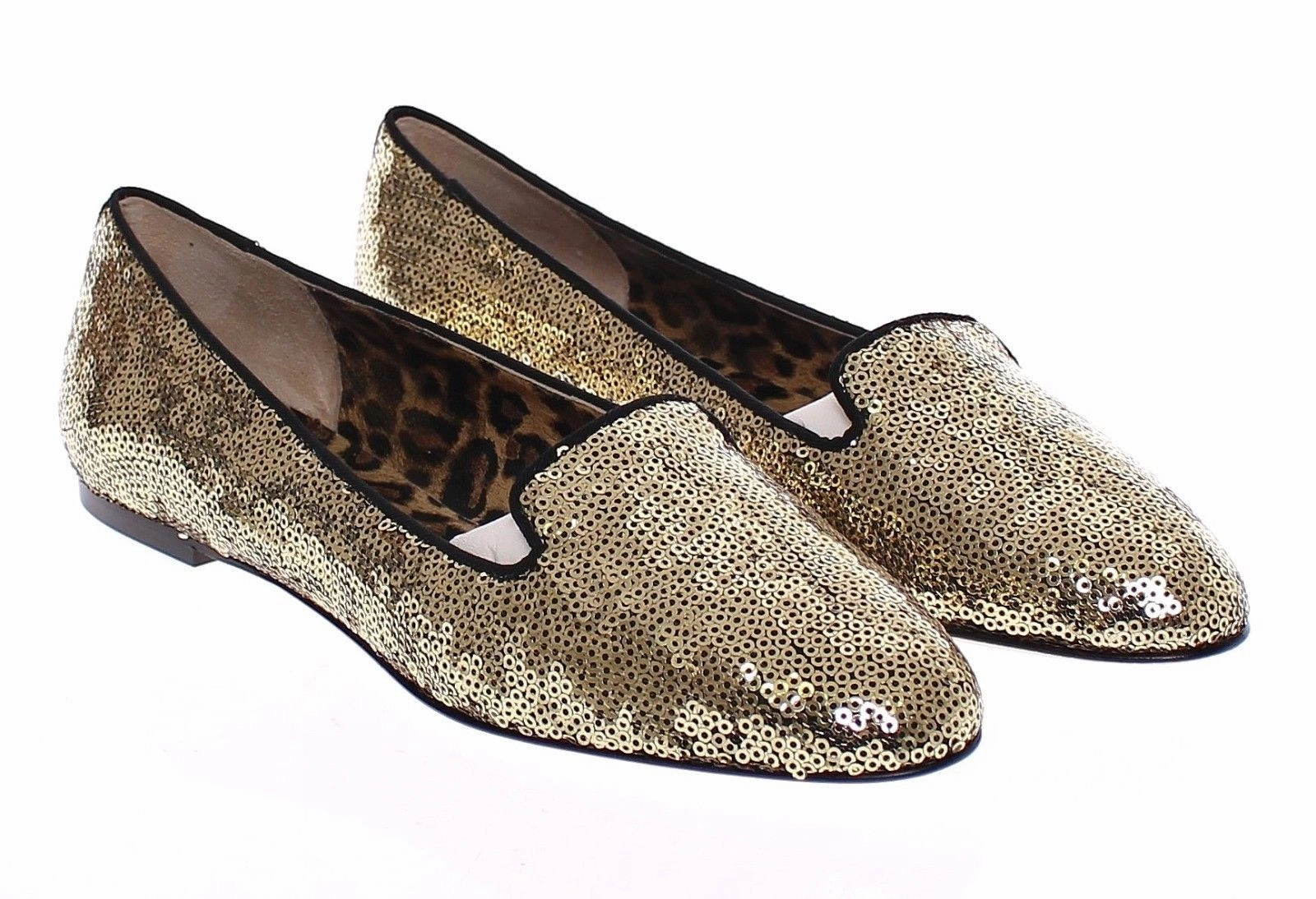 Gold Sequined Ballerinas Ballet Flats Shoes Cherry Flat Shoes