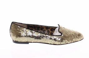 Gold Sequined Ballerinas Ballet Flats Shoes Flat Sole Dress Shoes