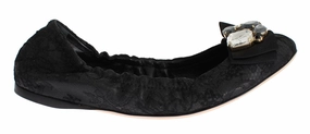 Black Taormina Lace Crystal Ballet Flat Shoes Best Running Shoes For Flat Feet And Ankle Support