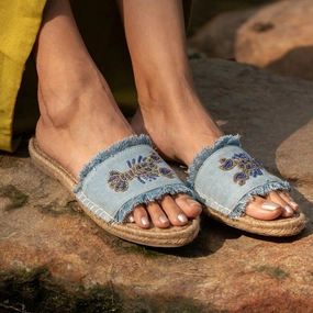 Loeffler Randall Mason Espadrille Lobster Denim Sandals Flats