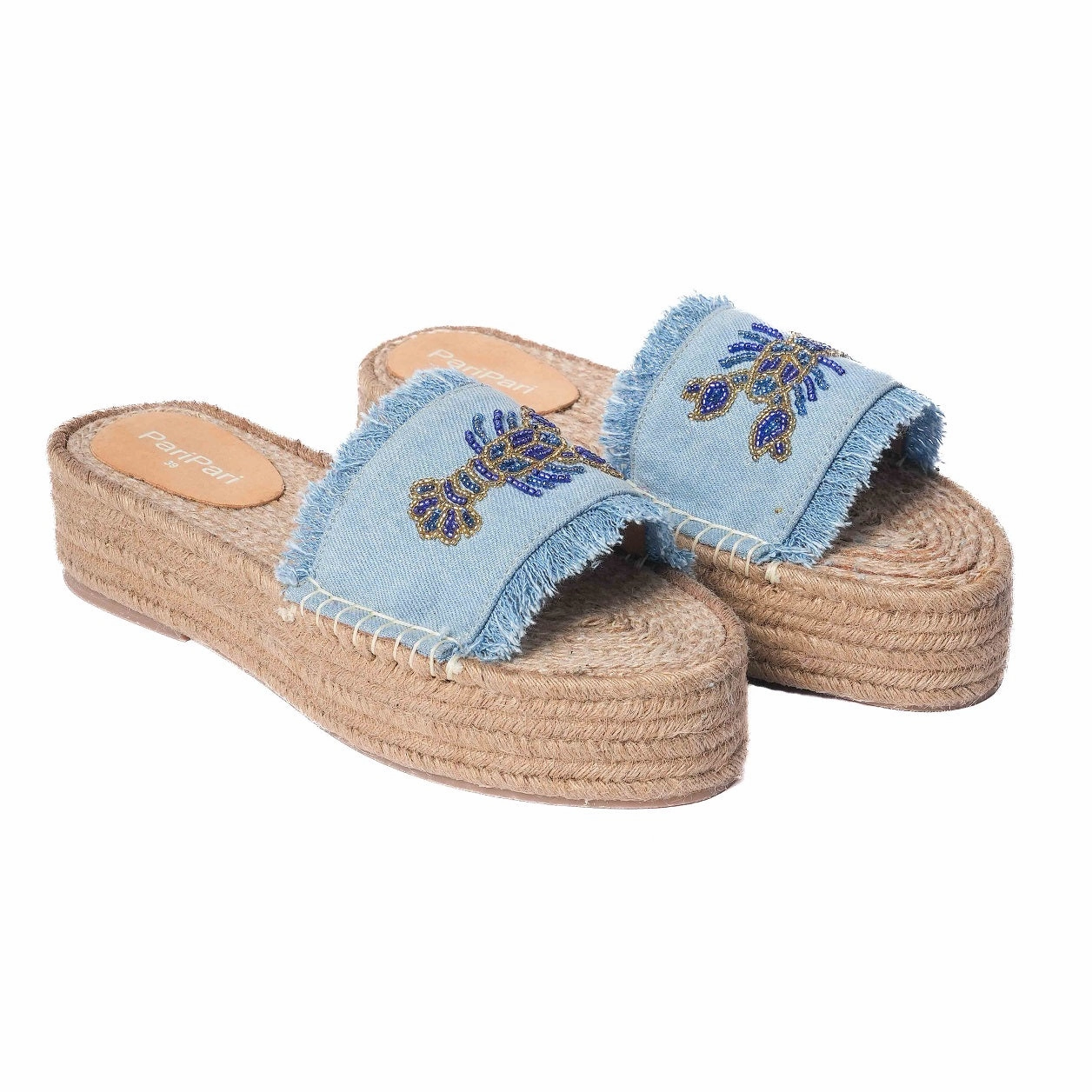 London Rag Espadrilles Lobster Denim Sandals Platform