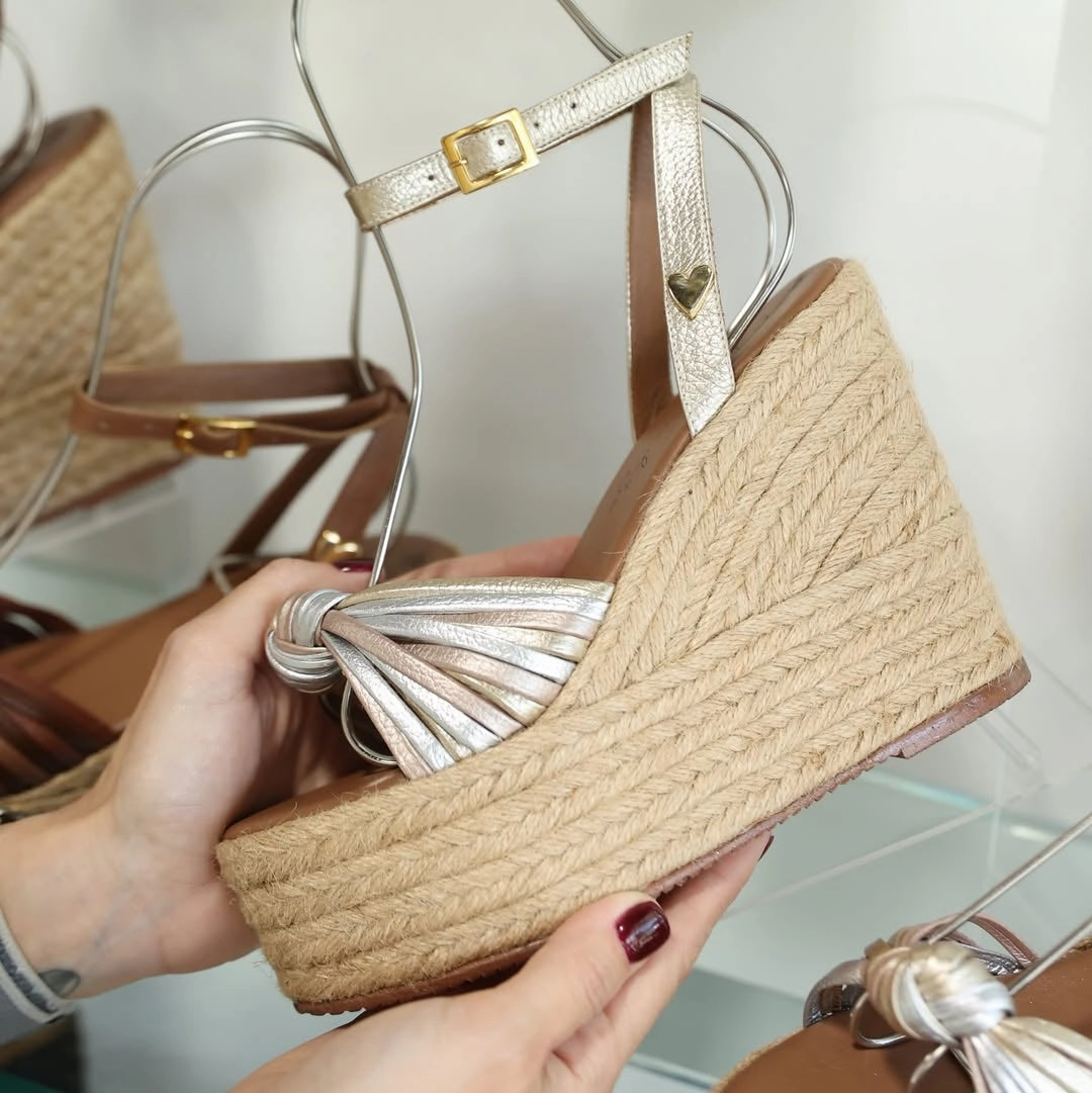 Espadrille Manufacturers Spain Lolly Espadrilles Sandals - Metallic Trio