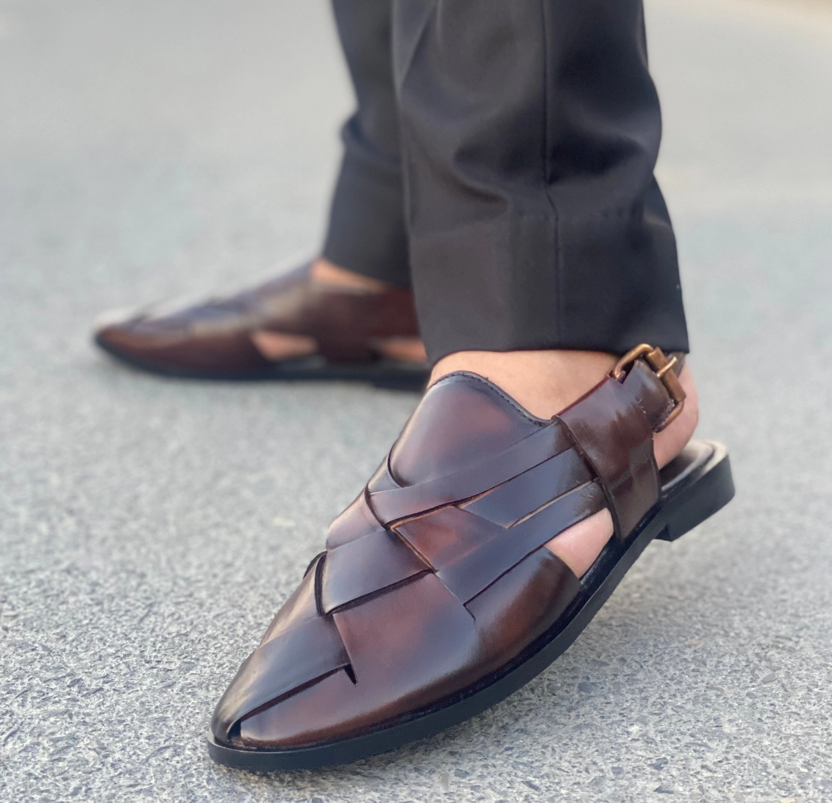 LS Pure Leather Handmade Criss Cross Peshawari Chappal 692 Merrells Slippers