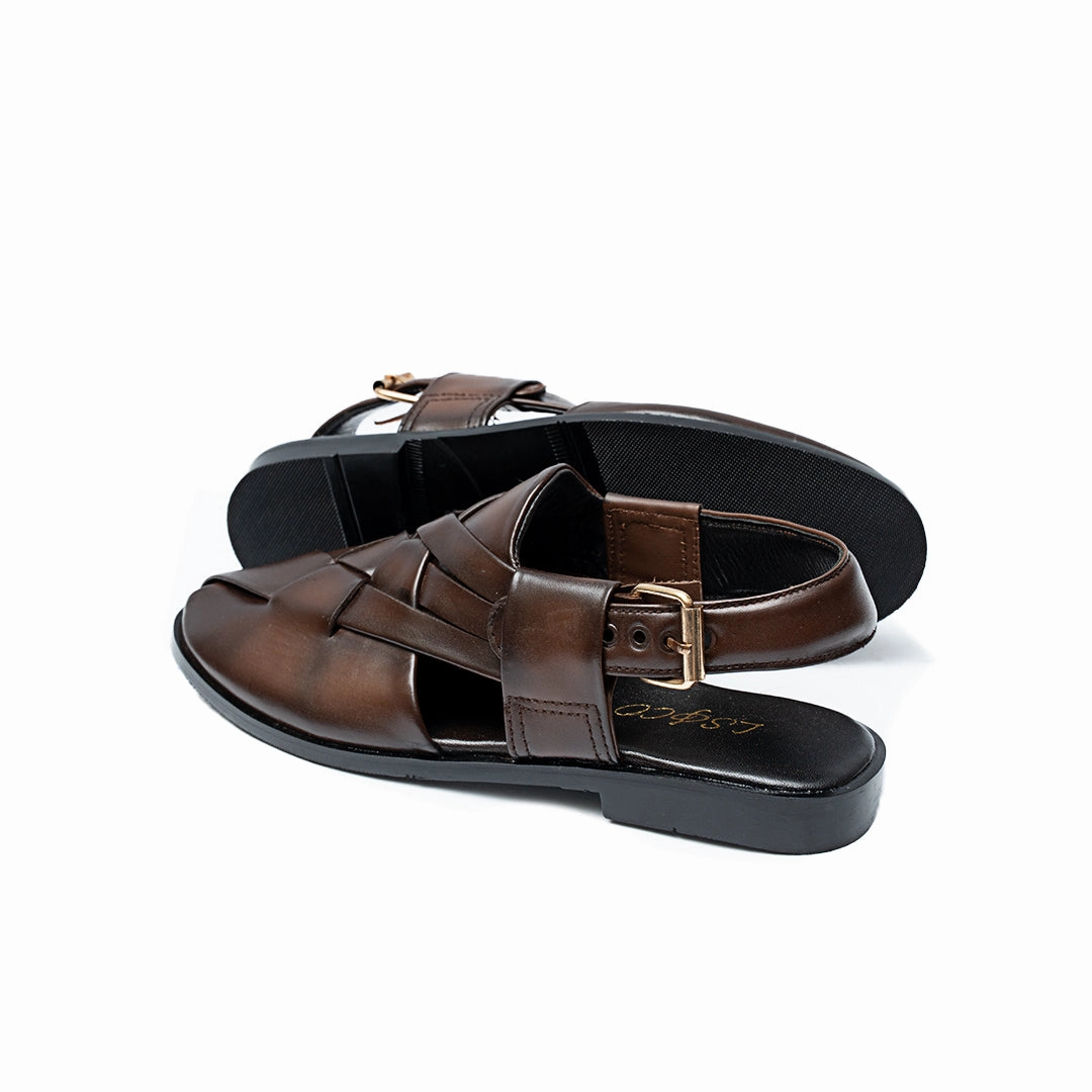 Cheap Designer Slides LS Pure Leather Handmade Criss Cross Peshawari Chappal 692