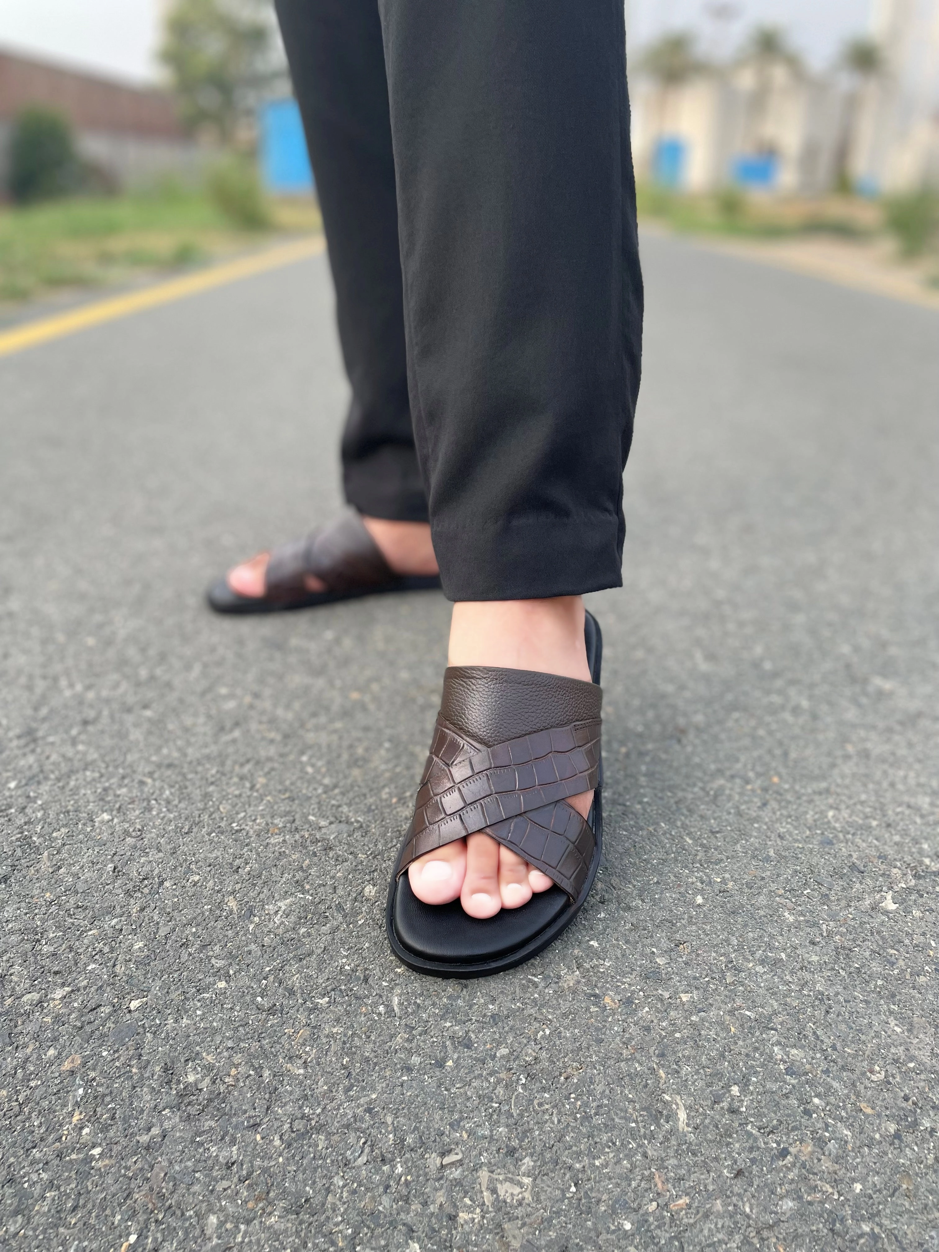 LS Pure leather Handmade Feeto Chappal LS-162 Tai Chi Slippers