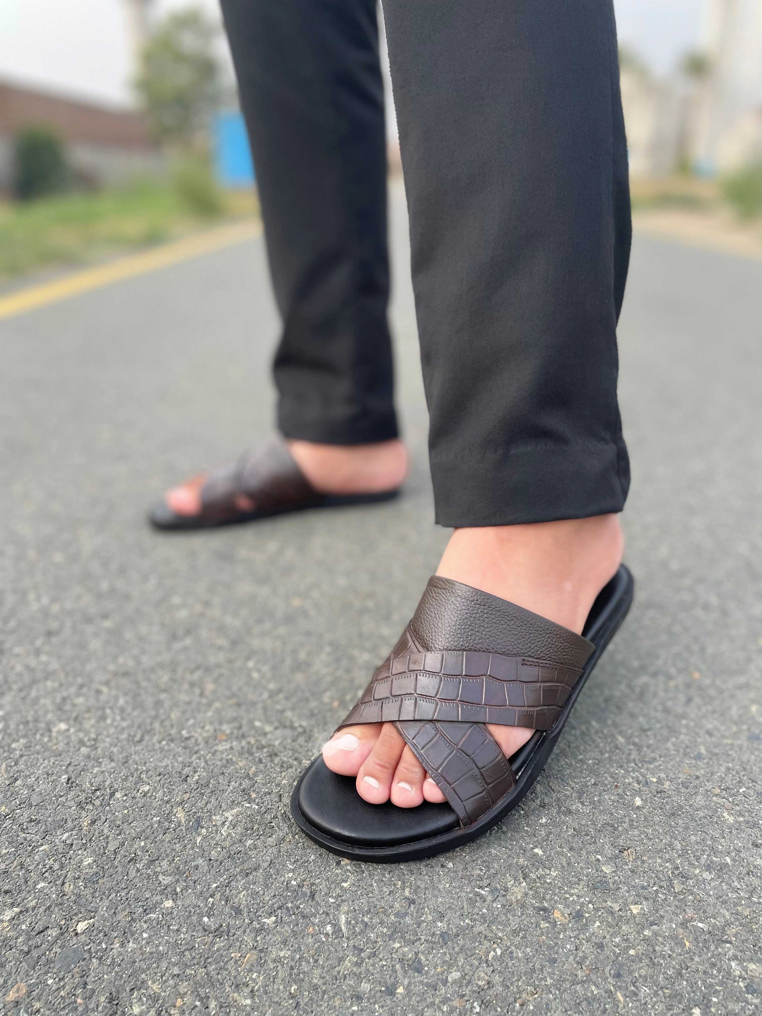 LS Pure leather Handmade Feeto Chappal LS-162 Cross Slippers